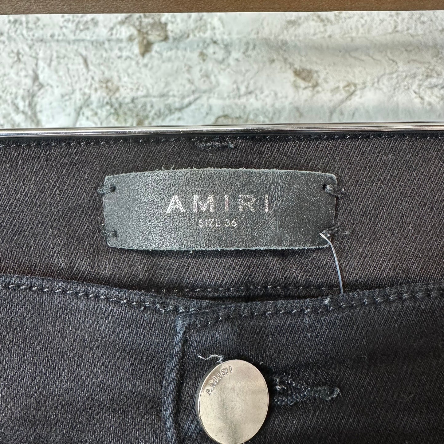 Amiri MX1 Blue Suede Black Denim Jeans Sz 36