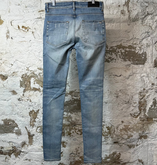Amiri MX1 Cream Suede Blue Denim Jeans Sz 30