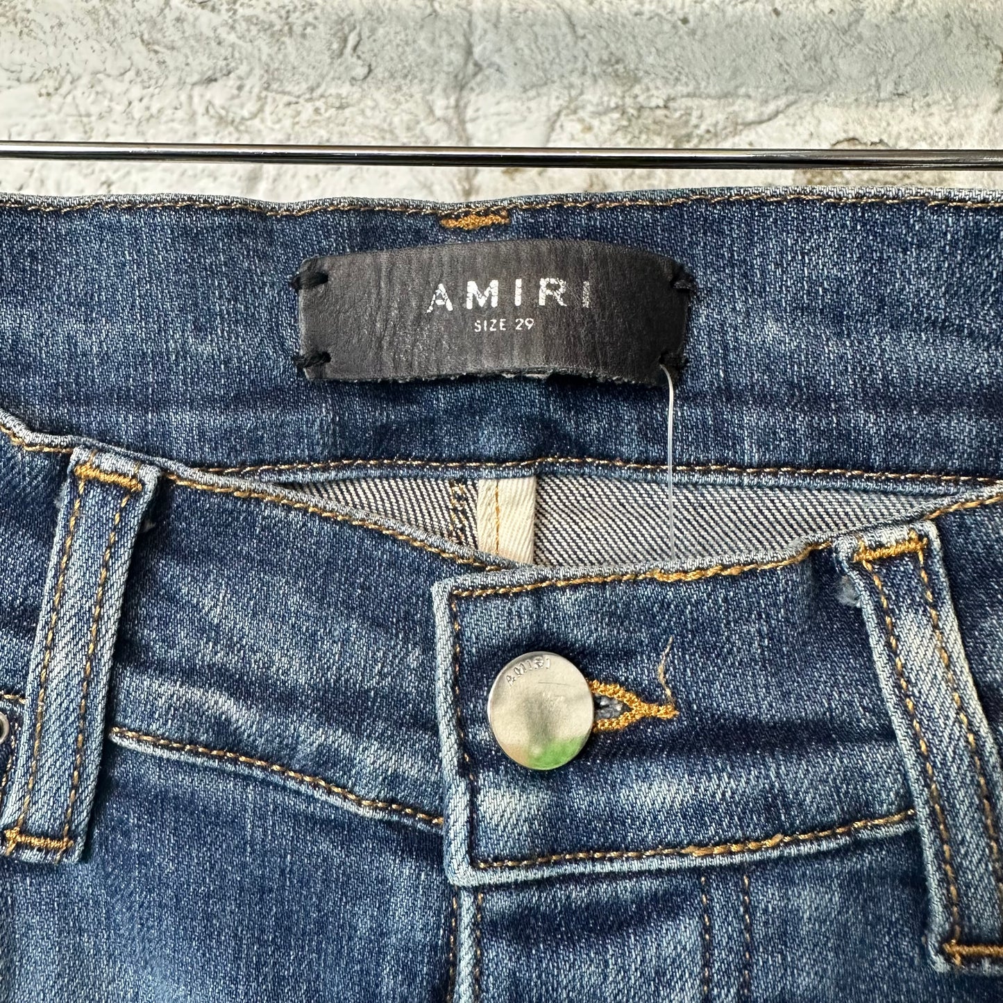 Amiri Knee Hole Plain Dark Blue Denim Jeans Sz 29