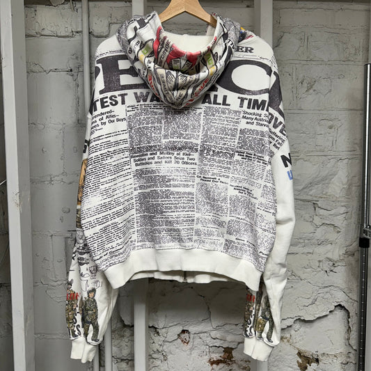 Vale Peace White Zip Up Hoodie Sz S