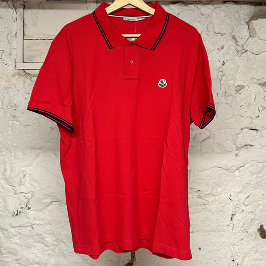 Moncler Small Logo Polo Shirt Red Sz XXL