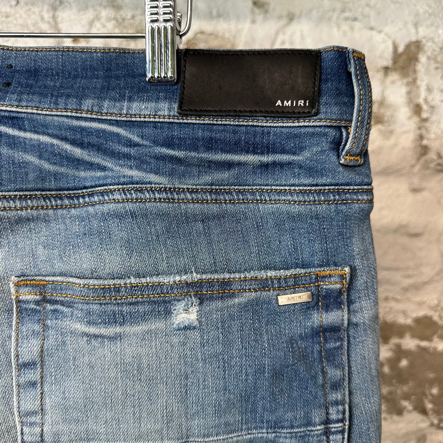 Amiri Plain Blue Honeycomb Denim Jeans Sz 36