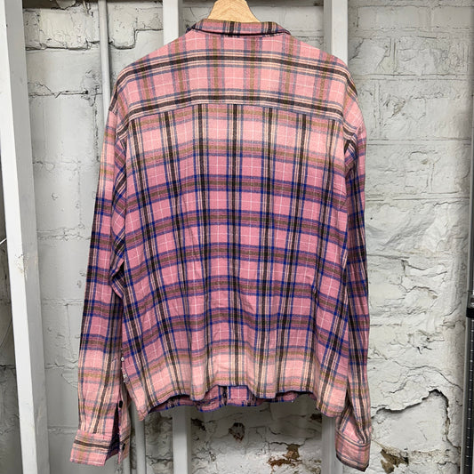 Vale Pink Plaid Rhinestone Flannel Sz L