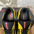Prada Americas Cup Yellow Patent Black Sneaker Sz 8.5