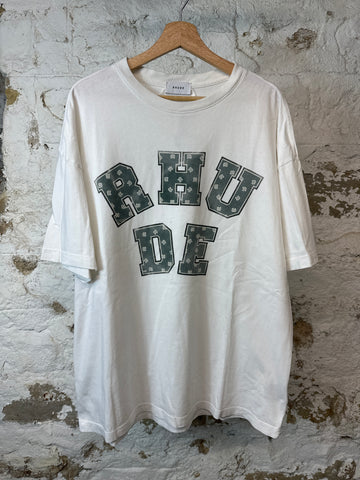 Rhude Green Paisley Spell White T-shirt Sz L