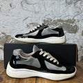 Prada Americas Cup Black Patent Grey White Sneaker Sz 8
