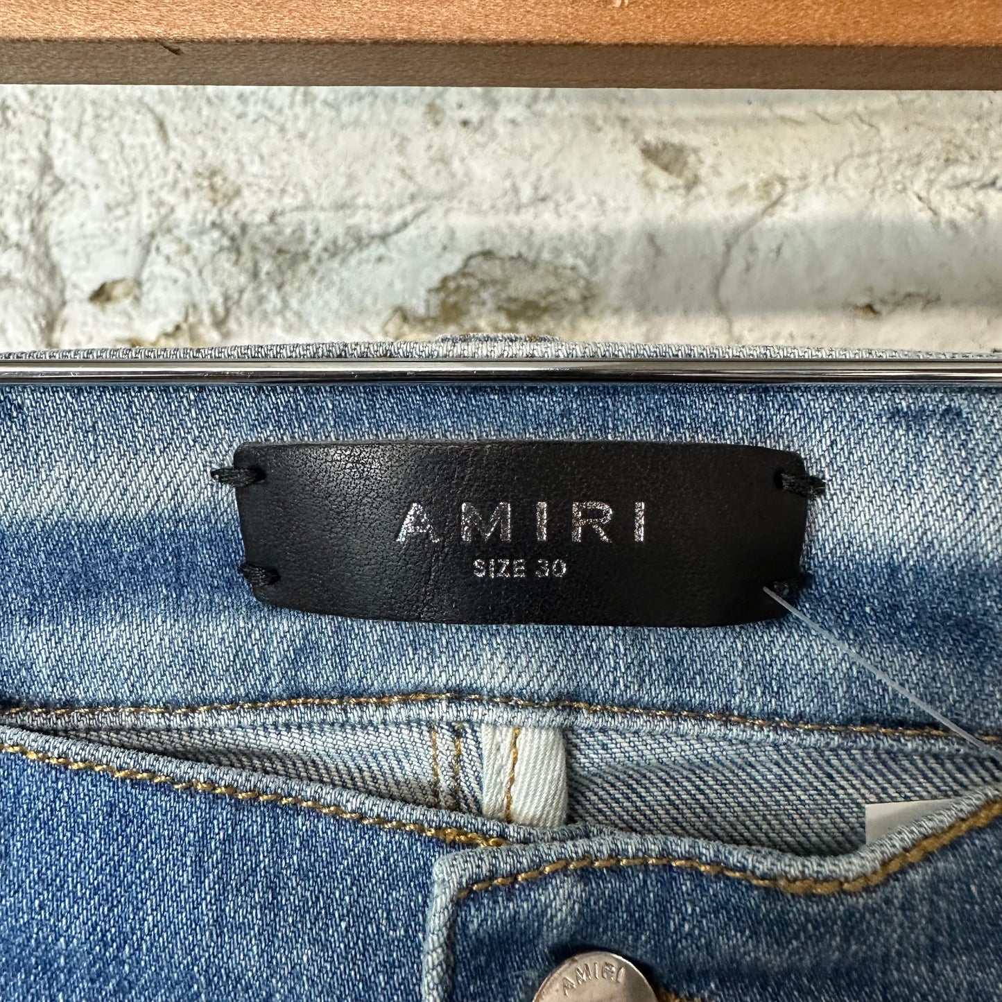 Amiri MX1 Sky Blue Cream Blue Denim Jeans Sz 30