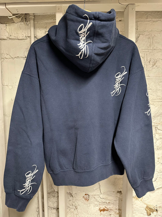 Supreme Navy Graffiti Script Hoodie Sz M