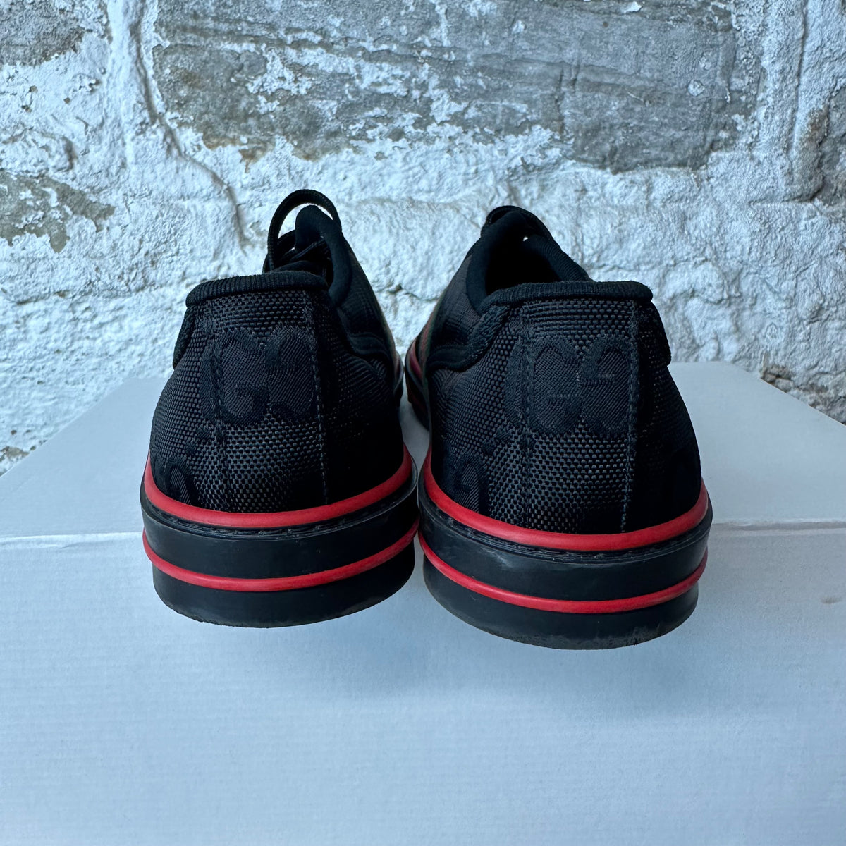Gucci Tennis 1977 Black GG Monogram Sneaker Sz 8