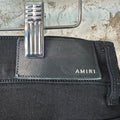 Amiri Leather Script Logo Black Denim Jeans Sz 34