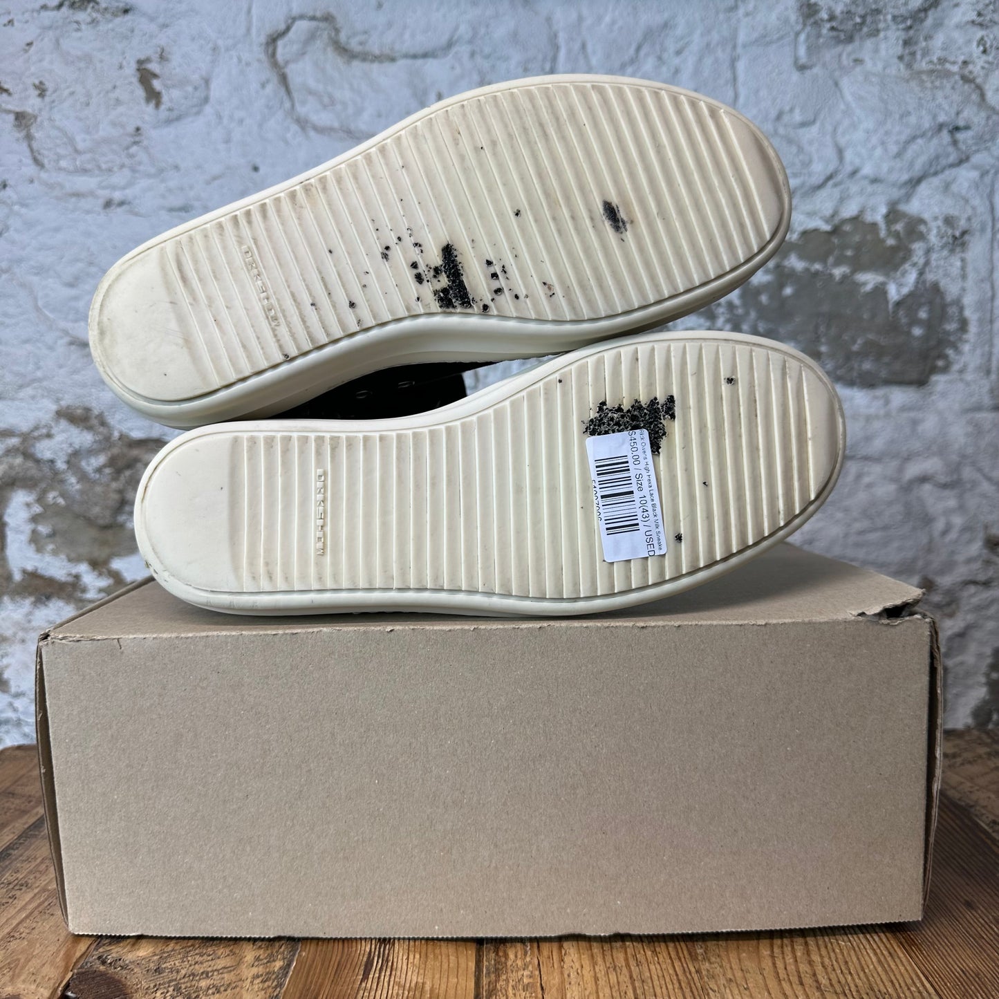 Rick Owens High Hexa Lace Black Milk Sneaker Sz 10 (43)