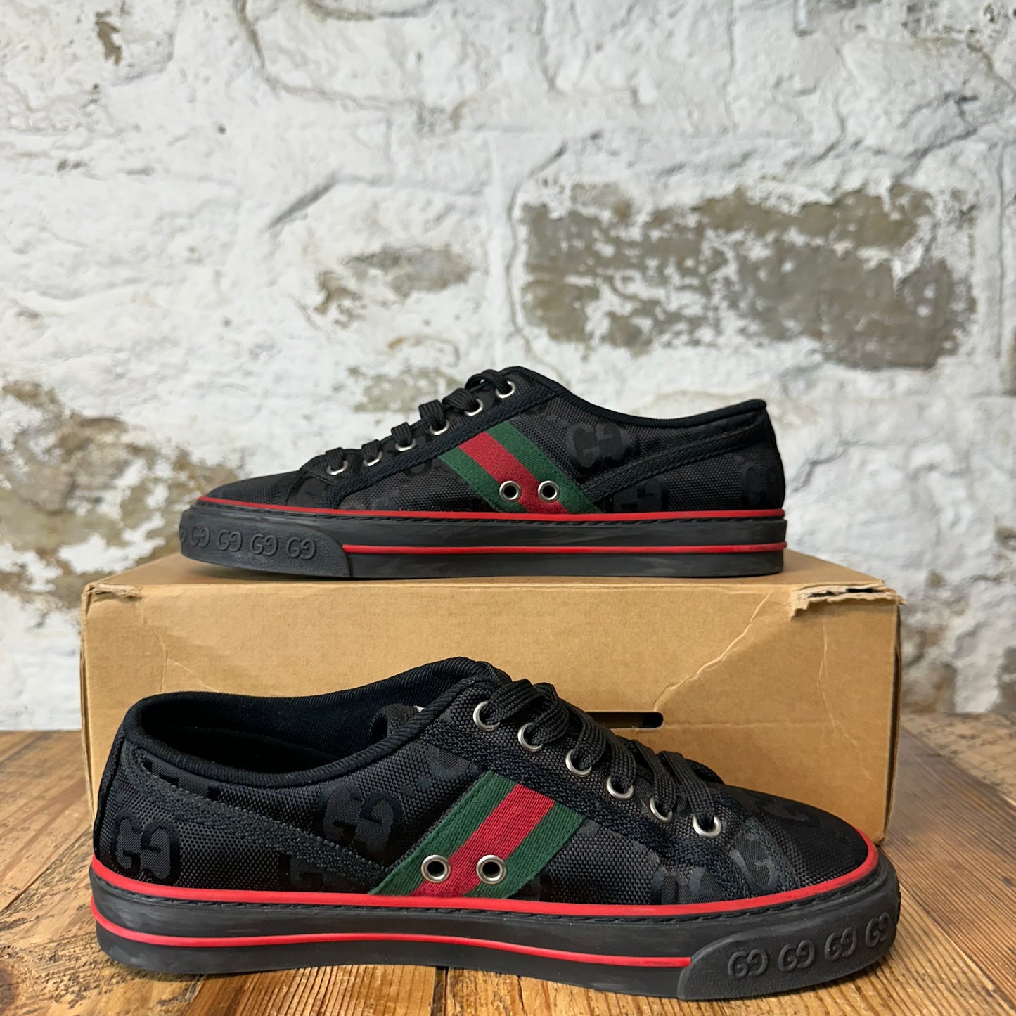Gucci Tennis 1977 Black GG Monogram Sneaker Sz 6 (38.5)