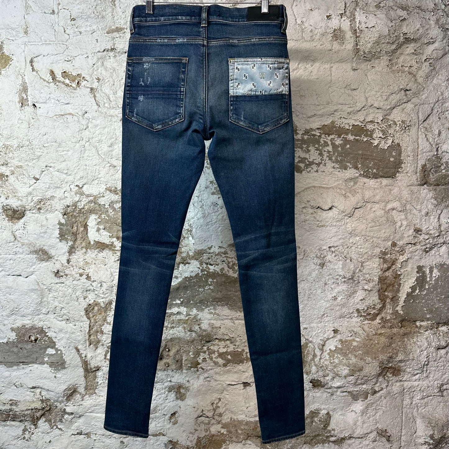 Amiri Paisley Patches Dark Blue Denim Jeans Sz 30