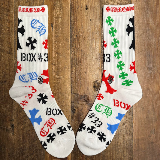 Chrome Hearts White Stencil Socks DS