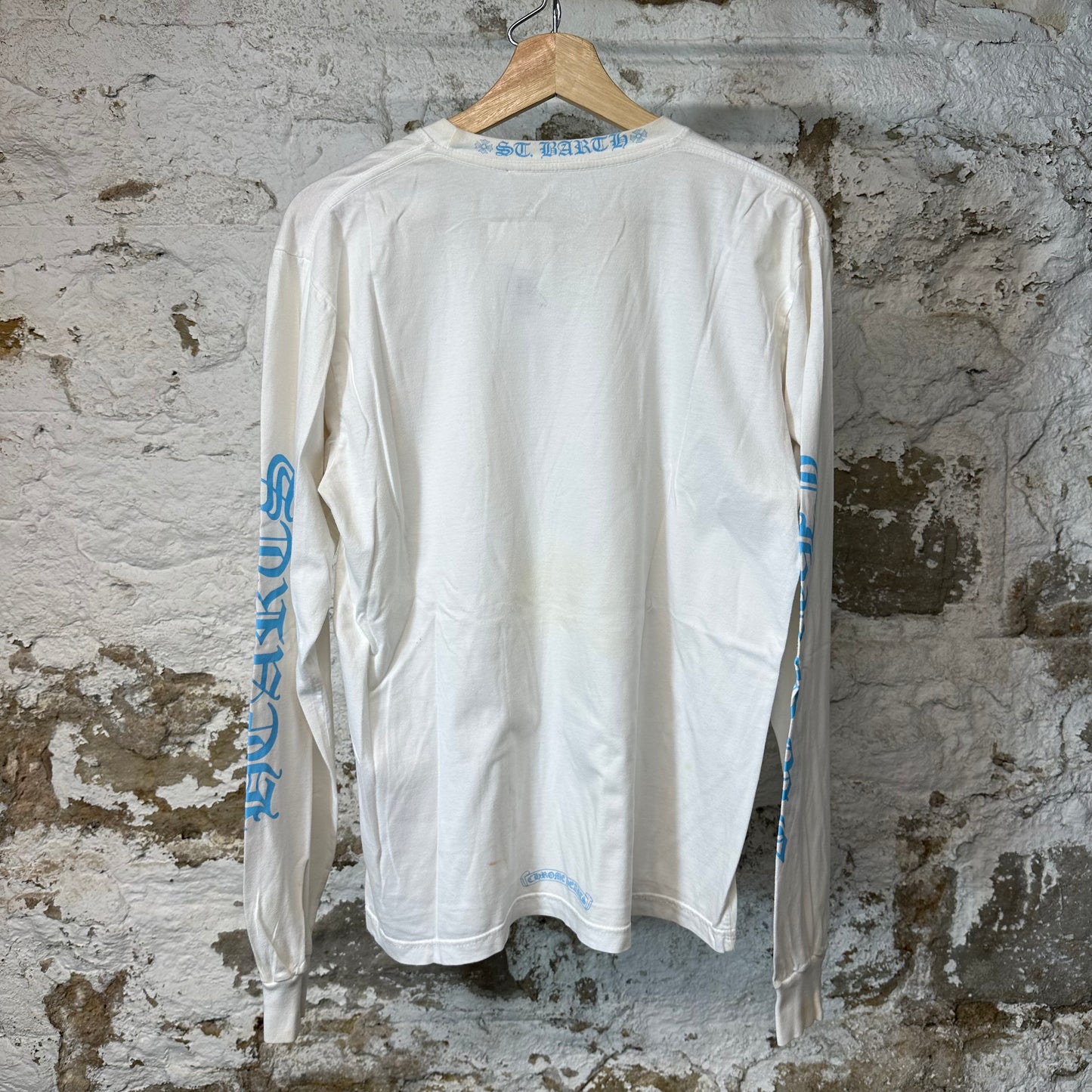 Chrome Hearts Blue Horseshoe White Long Sleeve Sz M