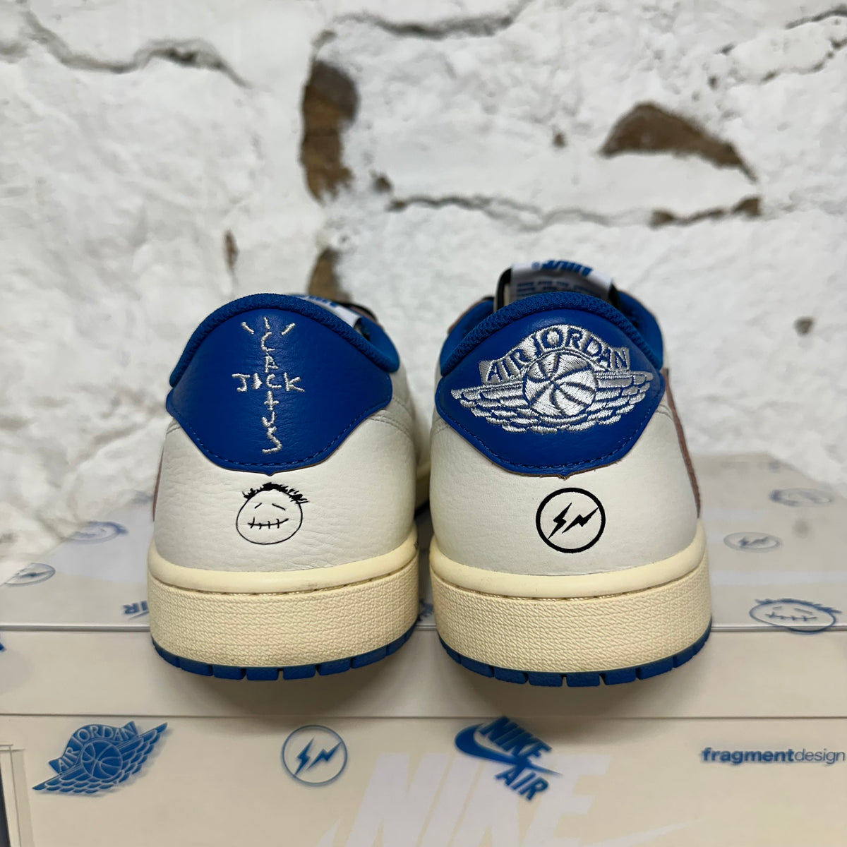 Air Jordan 1 Low Travis Scott Fragment Sail Military Blue Sz 13