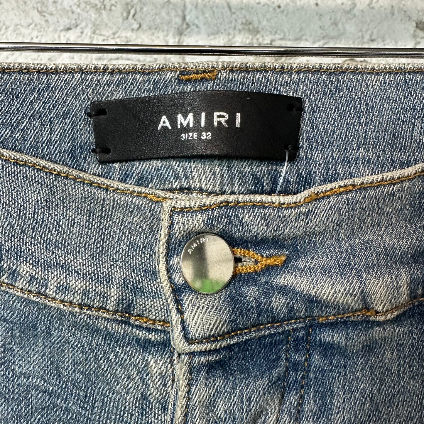 Amiri MX1 Dark Green Suede Blue Denim Jeans Sz 32