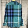 Burbery Blue Plaid Button Up Long Sleeve T-Shirt Sz L