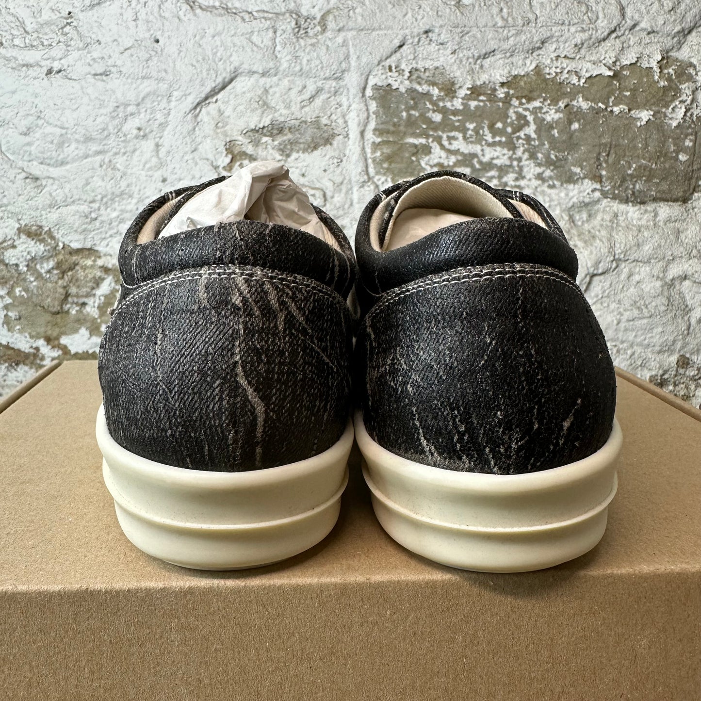 Rick Owens Vintage Black Washed Foil Milk Sneaker DS