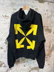 Off White Yellow Athletics Hoodie Black Sz L