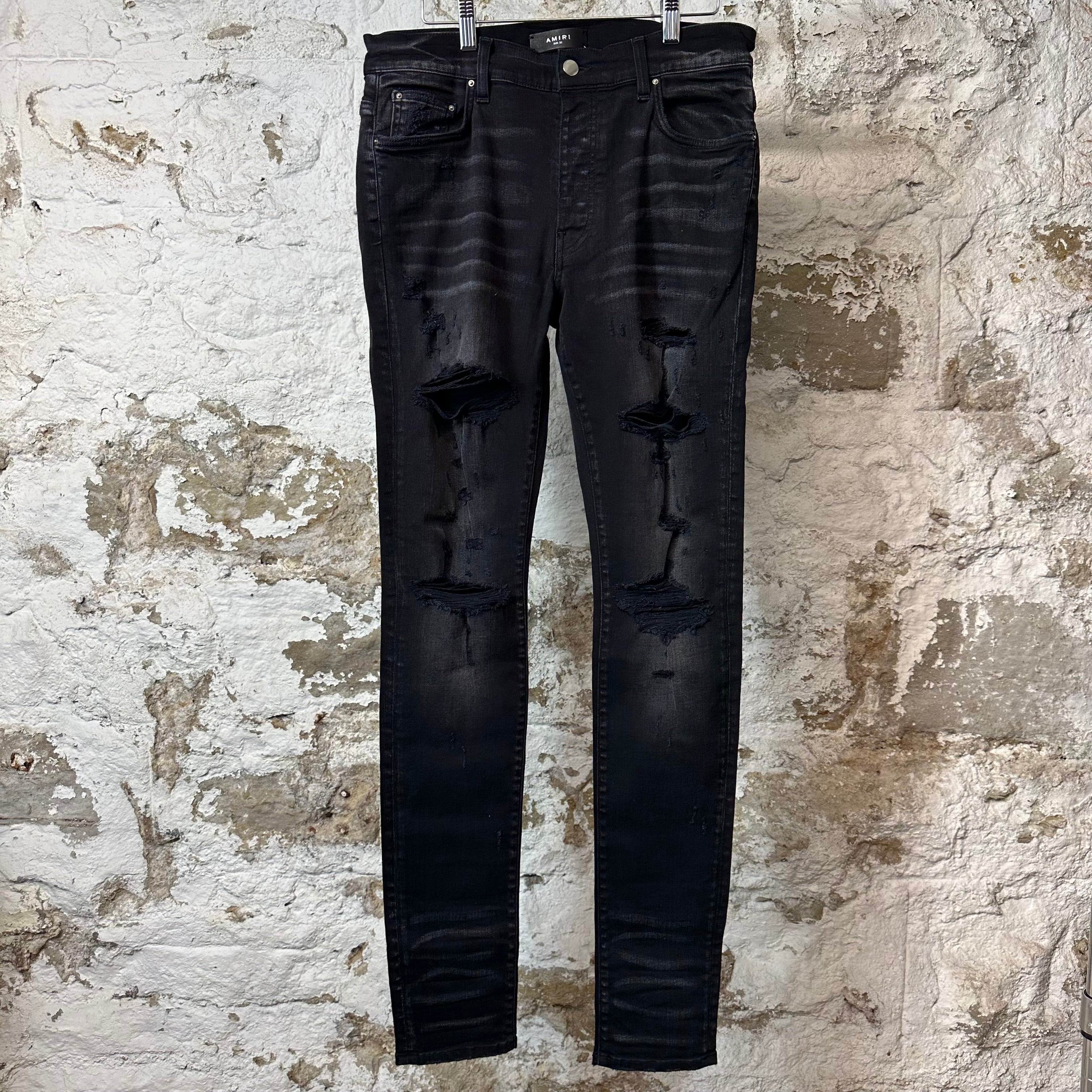 Amiri Distressed Faded Black Denim Jeans Sz 32