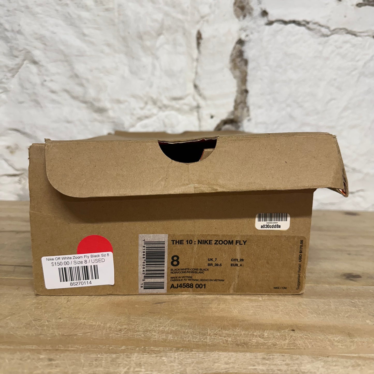 Nike Zoom Fly Off-White Black Silver Sz 8