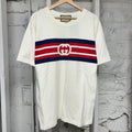 Gucci Interlocking Blue Red G Logo White T-Shirt Sz L