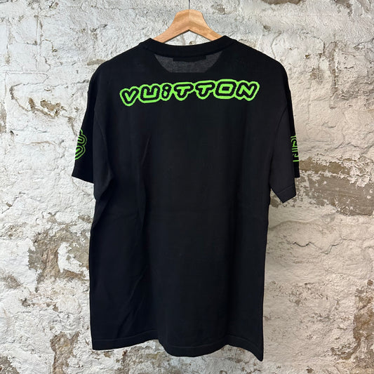 Louis Vuitton 1854 Intarsia Green Logo T-shirt Black Sz S (Hole)