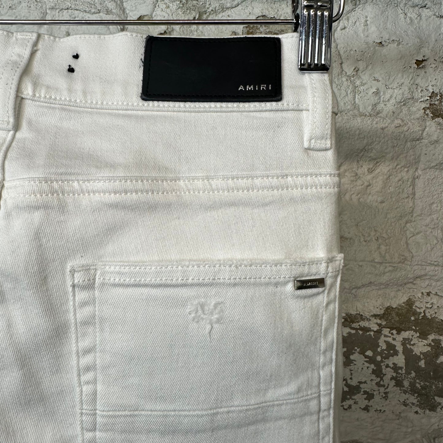Amiri MX1 White Leather White Denim Jeans Sz 28