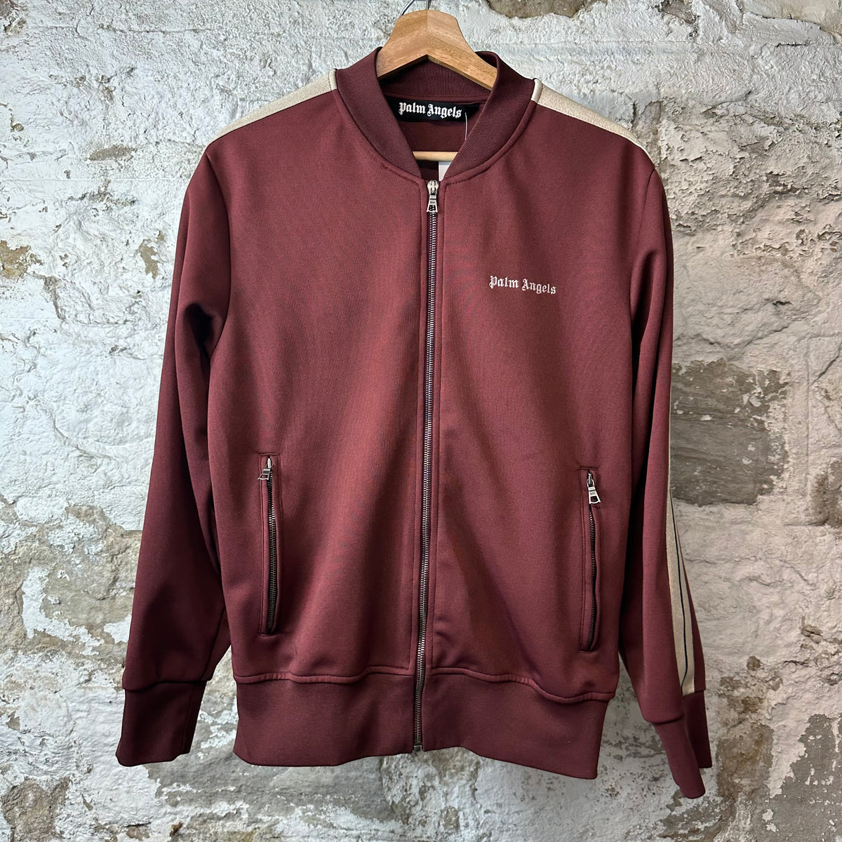Palm Angels Maroon Beige Track Jacket Sz M