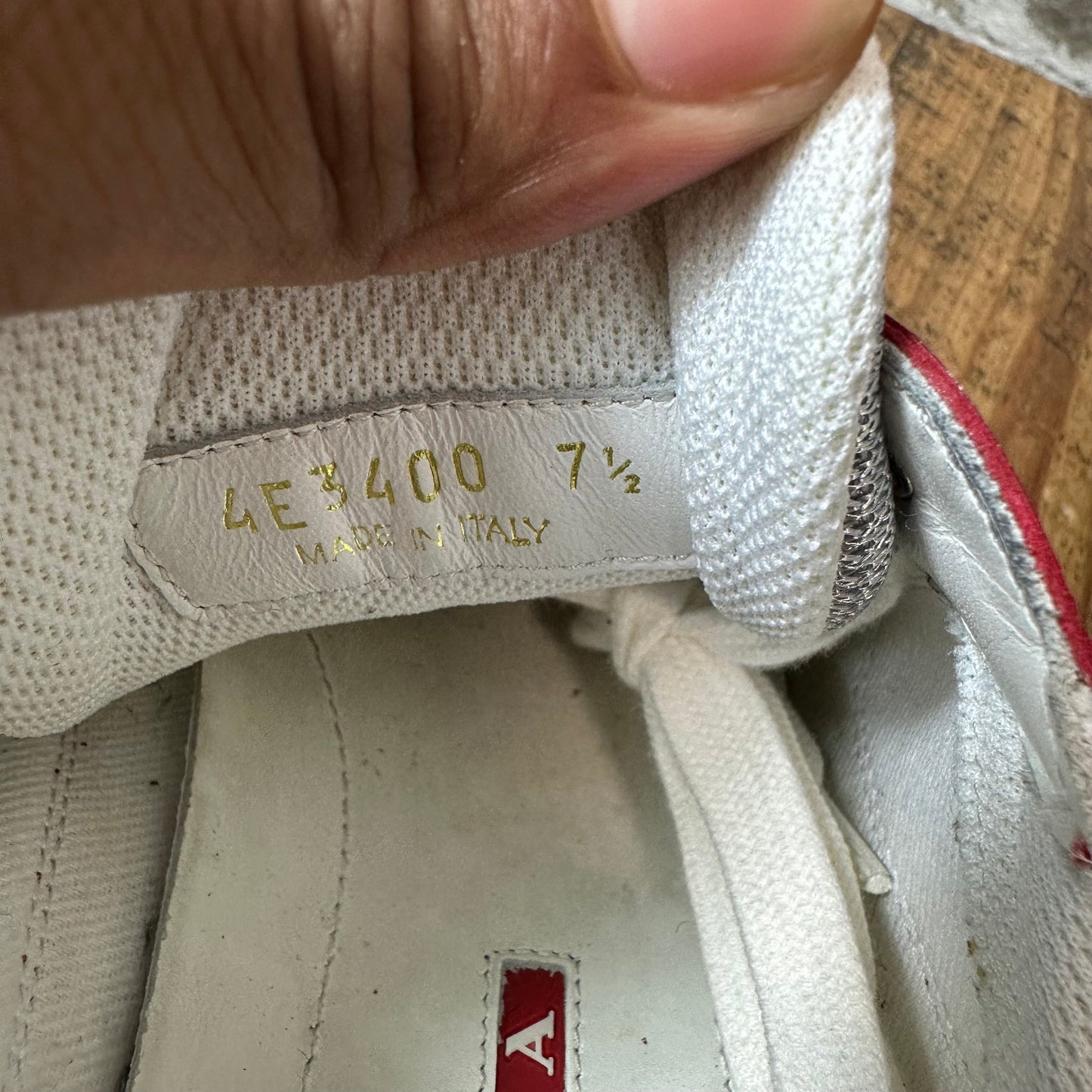 Prada Americas Cup Red Patent Grey White Sneaker Sz 7.5