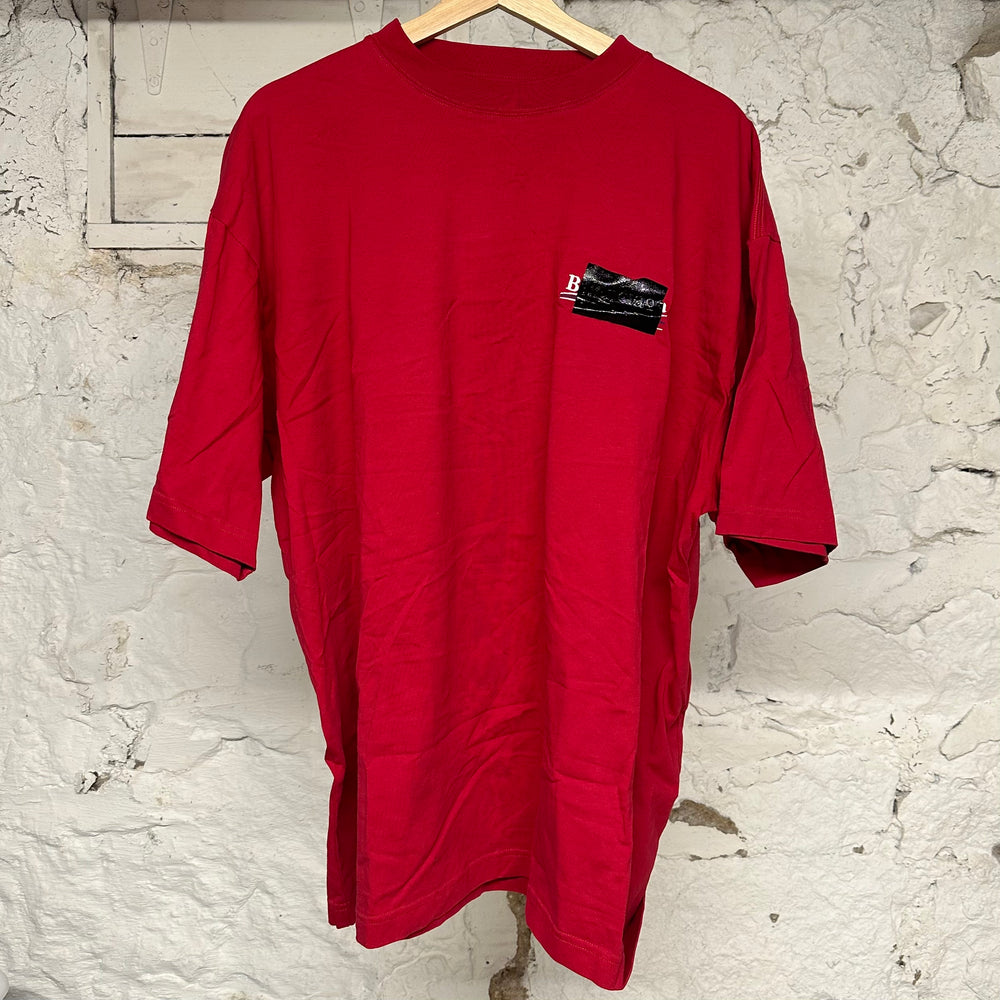 Balenciaga Taped Logo Red T-Shirt Sz XXL