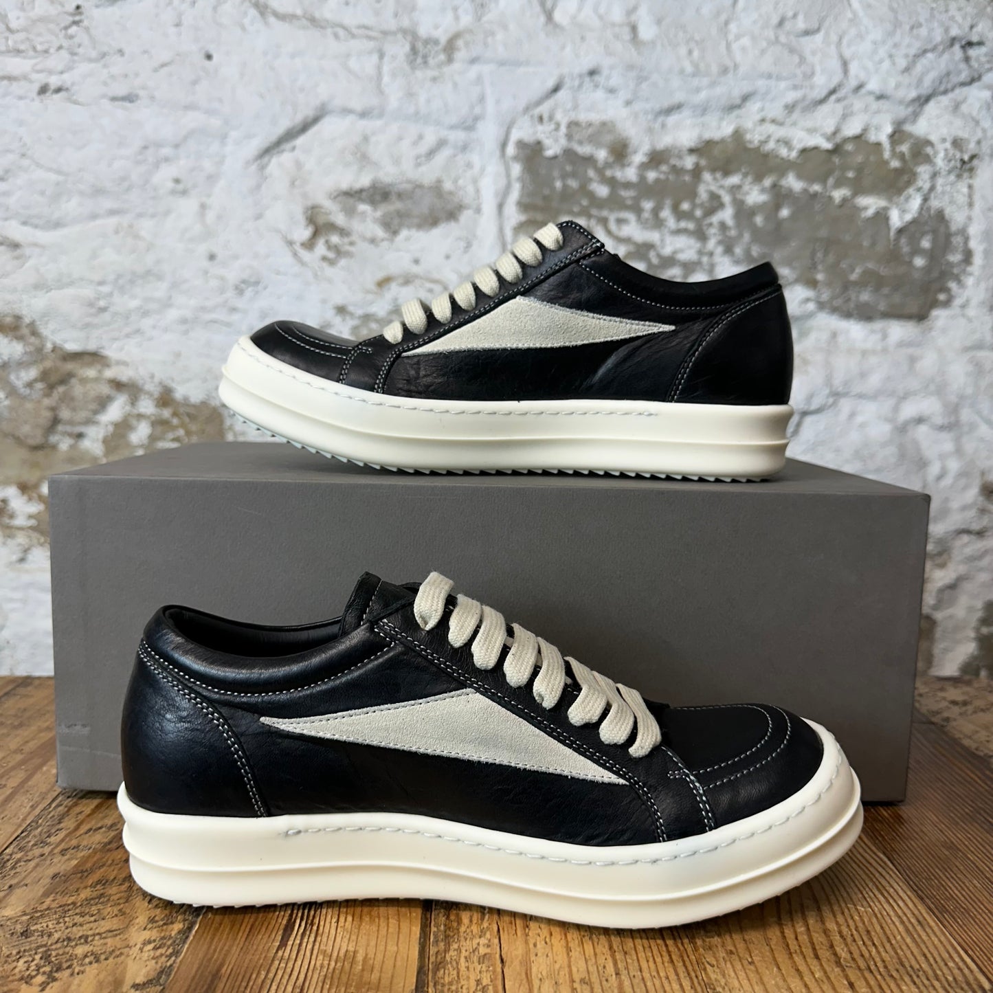 Rick Owens Vintage Black Leather Milk Sneaker Sz 5 (37) DS