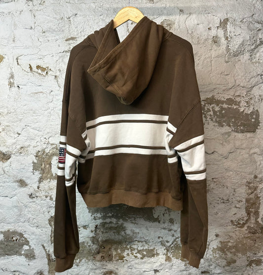 Vale Cursive Zip Up Hoodie Brown Sz L