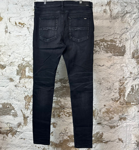 Amiri MX1 Black White Woven Black Denim Jeans Sz 36