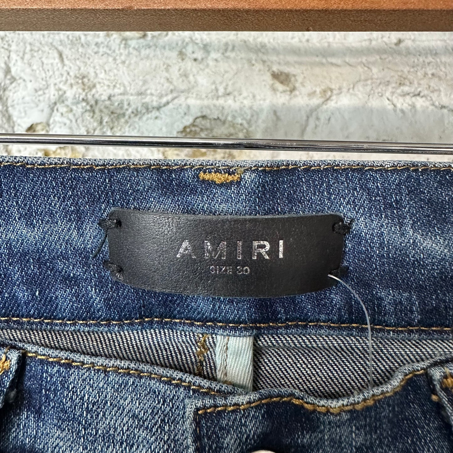 Amiri Knee Rip Dark Blue Denim Jeans Sz 30