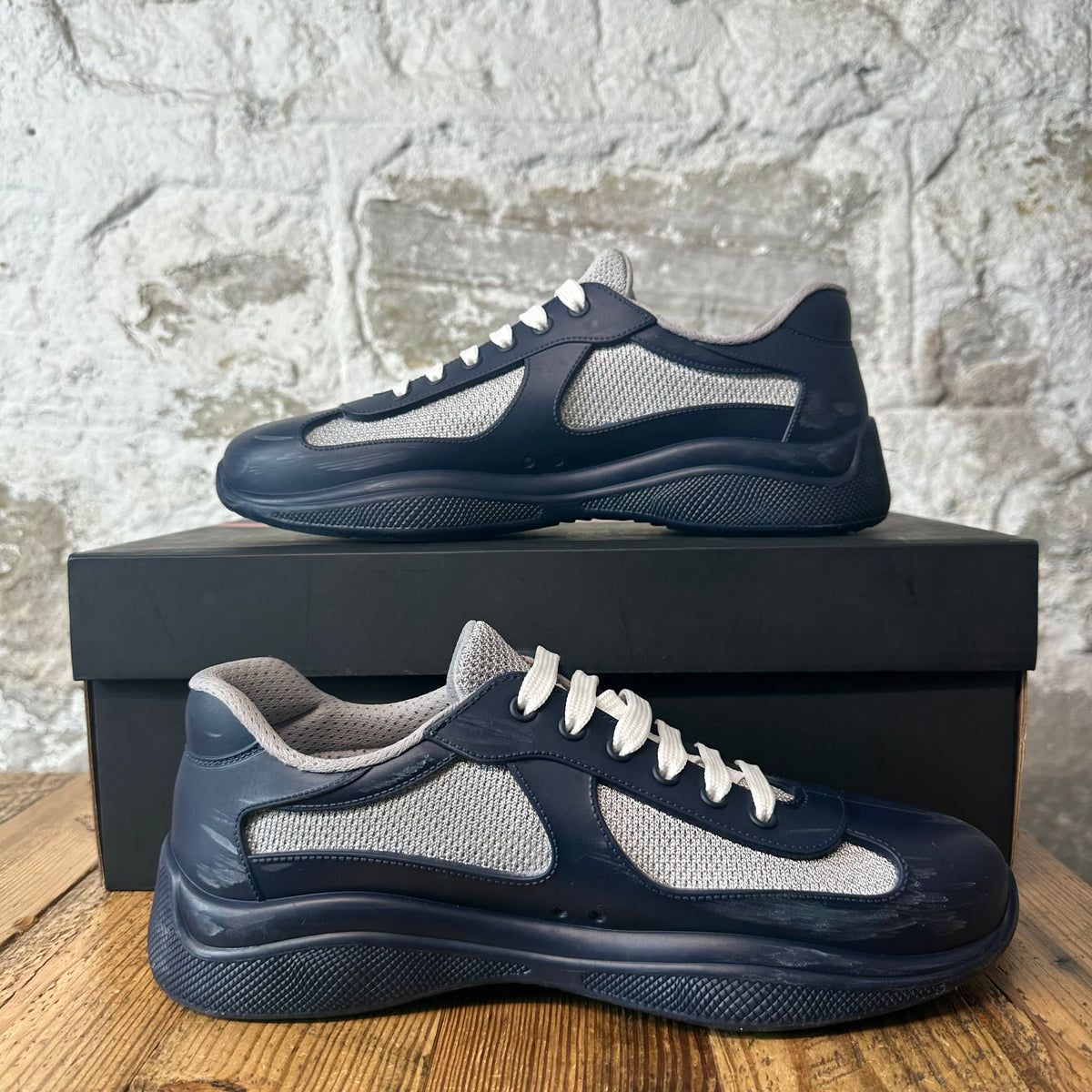 Prada Americas Cup Navy Rubber Sneaker Sz 8 (41)
