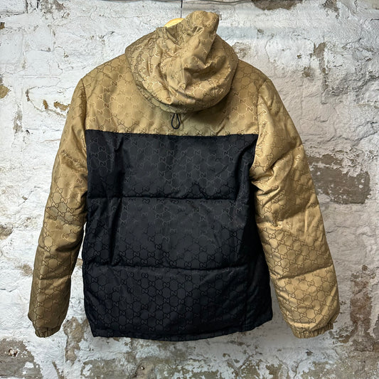 Gucci Black Tan GG Monogram Puffer Jacket Sz XS (44)