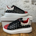 Alexander Mcqueen Red Black White Stud Sneaker Sz 7 (40) No Box