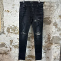 Amiri MX1 Black White Woven Black Denim Jeans Sz 36