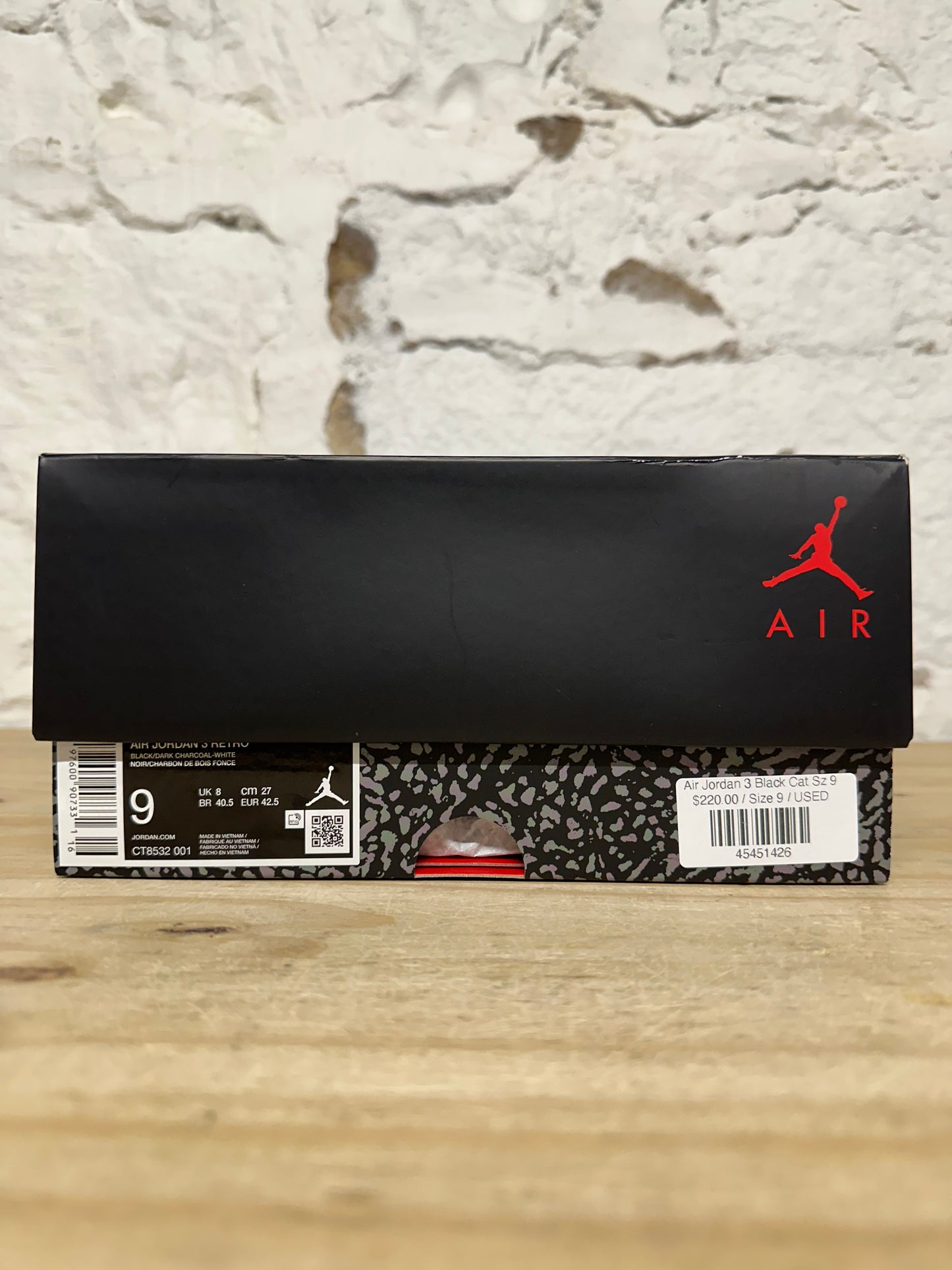 Air Jordan 3 Black Cat Sz 9