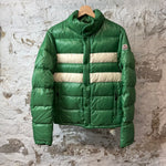 Moncler White Green Striped Puffer Jacket Sz S (1)