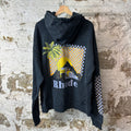 Rhude Palm Tree Checkered Navy Hoodie Sz L