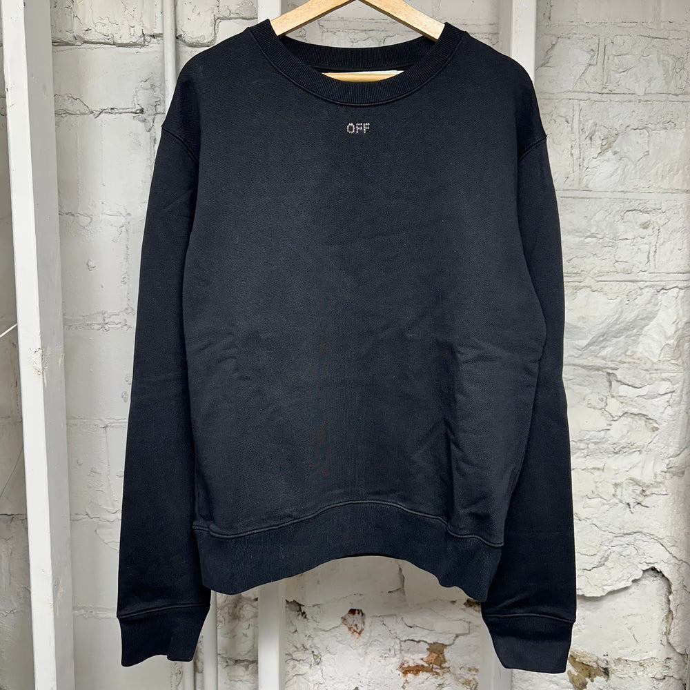 Off-White Rhinestone Black Crewneck Sz L
