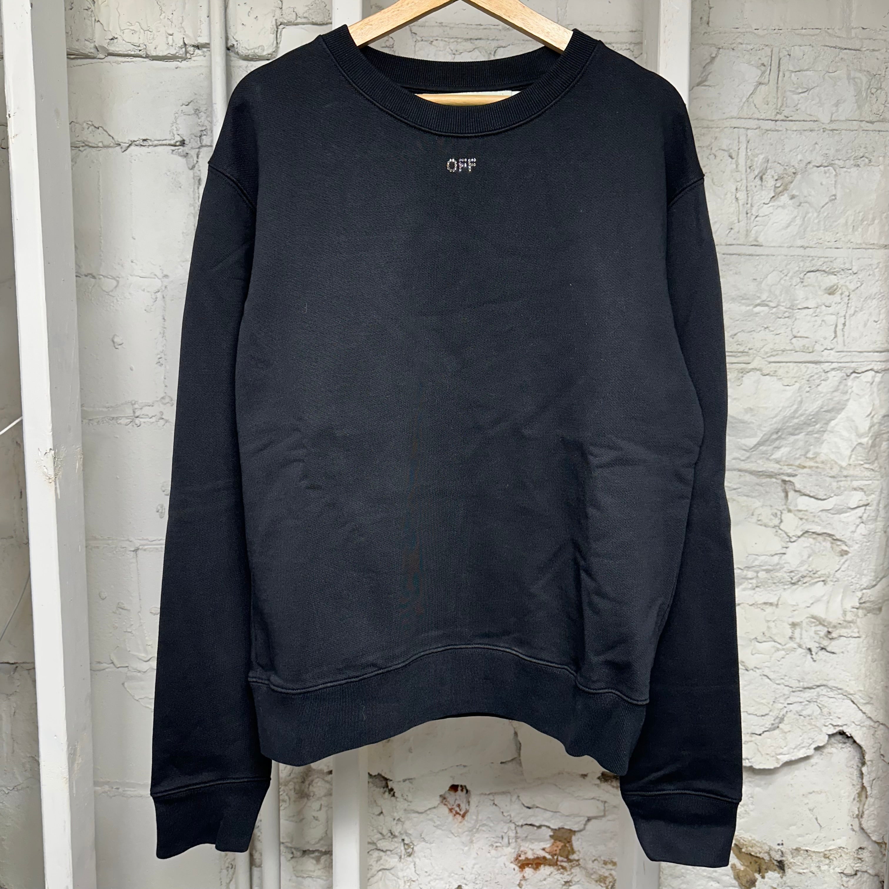 Off-White Rhinestone Black Crewneck Sz L