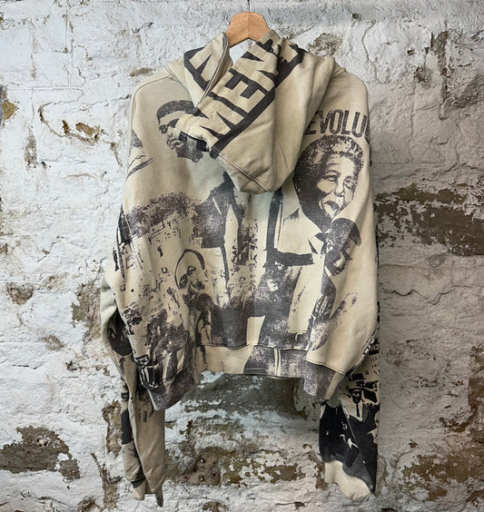 Vale Mural Zip Up Hoodie Beige Sz XL