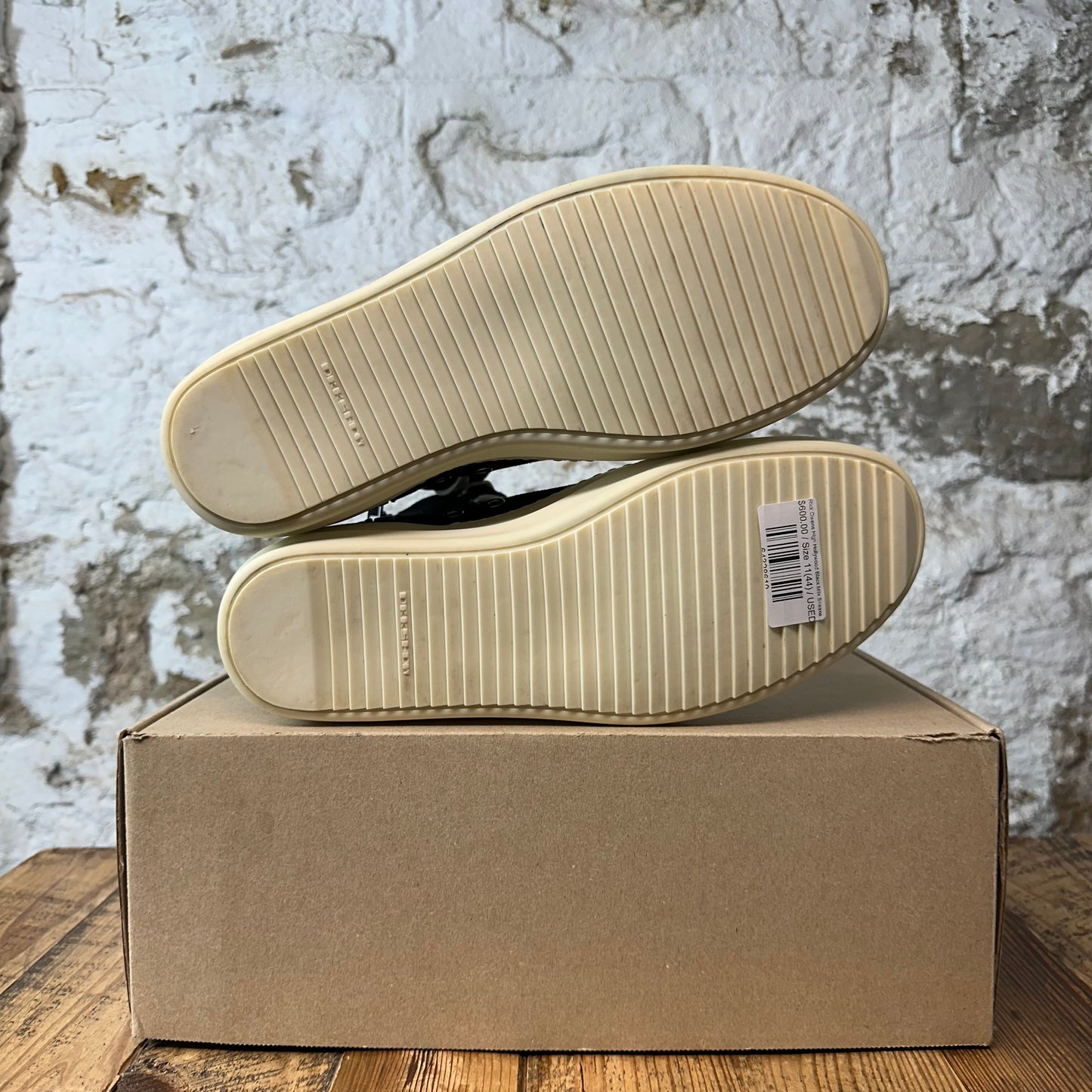 Rick Owens High Hollywood Black Milk Sneaker Sz 11 (44)
