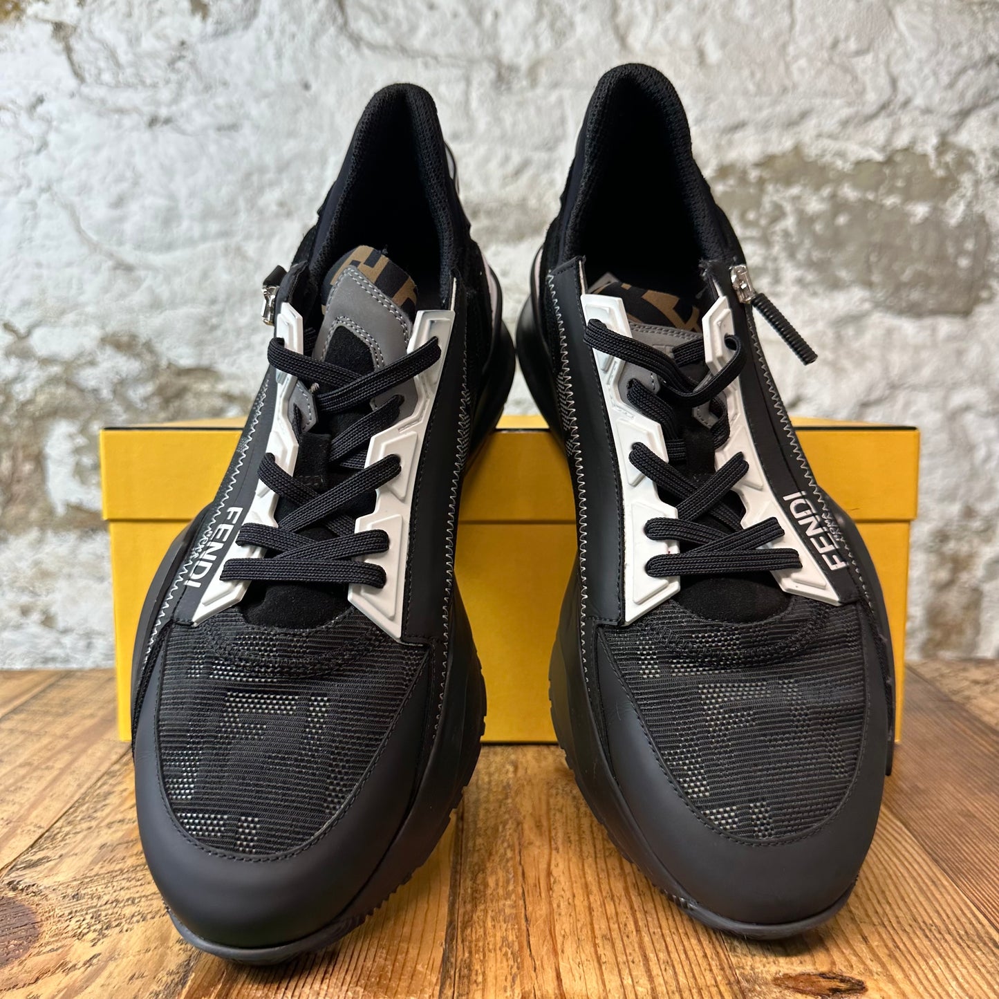 Fendi Flow Black White Slip On Sneaker Sz 9
