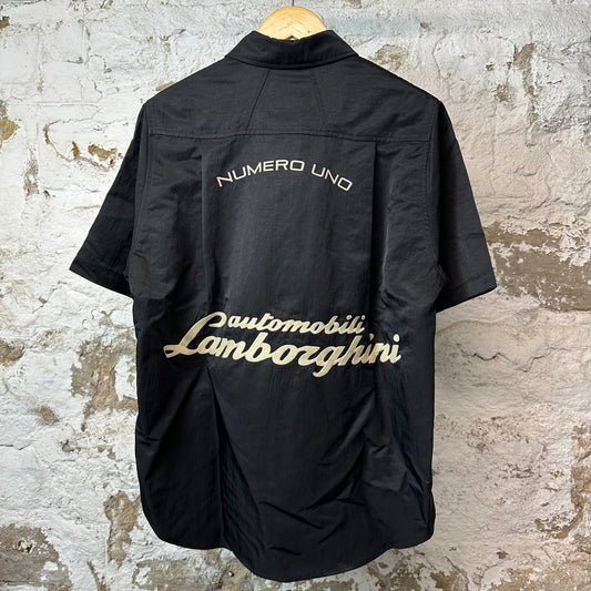 Rhude Lamborghini Nylon Button Up Shirt Black Sz L (Flawed)