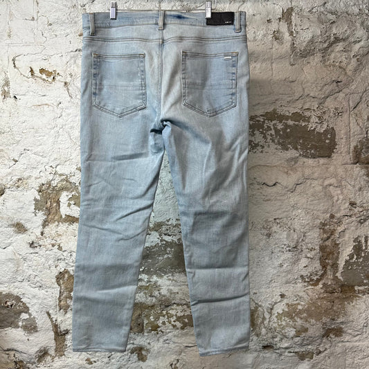 Amiri MX1 Cream Suede Blue Denim Jeans Sz 36 (Cropped)